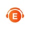 Headphone Template On E Letter. Letter E Music Logo Design. Dj Music And Podcast Logo Design Headphone Concept