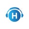 Headphone Template On H Letter. Letter H Music Logo Design. Dj Music And Podcast Logo Design Headphone Concept