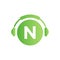 Headphone Template On N Letter. Letter N Music Logo Design. Dj Music And Podcast Logo Design Headphone Concept