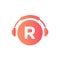 Headphone Template On R Letter. Letter R Music Logo Design. Dj Music And Podcast Logo Design Headphone Concept
