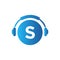 Headphone Template On S Letter. Letter S Music Logo Design. Dj Music And Podcast Logo Design Headphone Concept