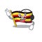 With headphone uganda flag is kept cartoon drawer