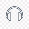Headphone vector icon isolated on transparent background, linear