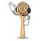 With headphone wooden fork mascot cartoon