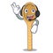 With headphone wooden spoon mascot cartoon