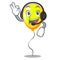 With headphone Yellow balloon isolated on for mascot