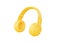 Headphones 3d render icon - yellow music gadget, dj earphone and realistic sound device. Wireless audio accessory