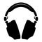 Headphones black vector icon on white background