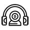 Headphones camera online meeting icon, outline style