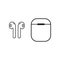 Headphones with case line icon. Vector illustration isolated on white.