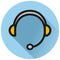 Headphones circle blue flat icon