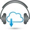 Headphones and cloud, music and entertainment logo