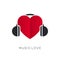 Headphones Concept with Heart Book Shape