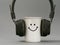 Headphones cup and mouse. stylized music lover on a gray background