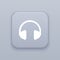Headphones, Earphone, gray vector button with white icon