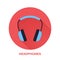 Headphones flat style icon. Wireless technology, audio computer device sign. Vector illustration of communication