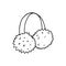 headphones fur hand drawn doodle. vector, scandinavian, nordic, minimalism, monochrome. icon, sticker. winter warm