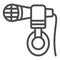 Headphones hang on microphone line icon, sound design concept, mic and headset vector sign on white background, outline