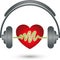 Headphones and heart, music and entertainment logo