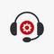 Headphones icon, technology icon with settings sign. Headphones icon and customize, setup, manage, process symbol