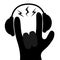 Headphones lightning light. Hand finger black silhouette shape icon. Rock and roll. Heavy metal gesture horns sign symbol. Music c