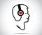 Headphones with love music symbol and its chord shaped in the form of a young man listening to and enjoying musical songs with clo