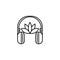 headphones, meditation line illustration icon on white background