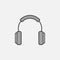 Headphones monochrome vector icon or logo element