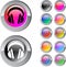 Headphones multicolor round button.