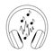 Headphones and notes hand drawn vector monochrome illustrations