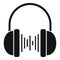 Headphones playlist icon simple vector. Music song