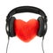 Headphones put on a plush heart