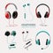 Headphones Realistic Set Transparent