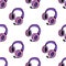 Headphones seamless vector pattern. Modern gadget for games, music, DJ, streaming, blogging, podcast. Pink device with a