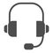 Headphones solid icon. Earphones with microphone, personal support symbol, glyph style pictogram on white background