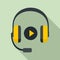Headphones sound learning icon, flat style