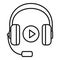 Headphones sound learning icon, outline style