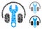 Headphones tuning wrench Composition Icon of Bumpy Parts