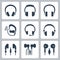 Headphones Vector Icons in Glyph Style