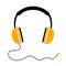 Headphones with wave cord plug, headphone icon, music sign â€“ vector