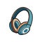 Headphones wireless blue vector isolated. Youth fashion hipster cool headphones illustration in minimalist style.