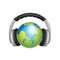 Headphones and world globe isolated