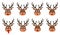 Heads of Deer with Different Emotions - Smiling, Sad, Anger, Aggression, Drowsiness, Fatigue, Malice, Fear