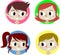 Heads of four child characters in circles