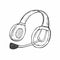 Headset Audio icon in doodle sketch lines. Headphone for gamers