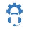 Headset control, configuration, audio settings icon. Blue color vector