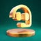 Headset icon. Fortuna Gold Headset symbol on golden podium.