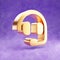 Headset icon. Gold glossy Headset symbol isolated on violet velvet background.