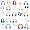 Headset icons set, cartoon style