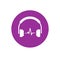 Headset vector icon isolated, flat simple headphones silhouette in violet circle symbol and audio waves, idea of modern